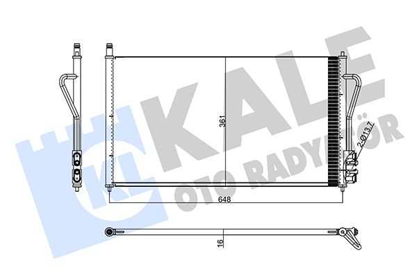 KALE 358240 Klima Radyatoru Focus 1.6 Benzinli 98>05 (Al-Al) (652x360x16) (Kurutucu Ile) <Eski 378500>